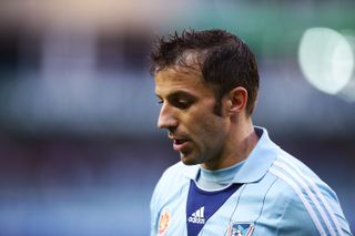 Alessandro Del Piero looks on during a game for Sydney FC against Wellington Phoenix in April 2014.