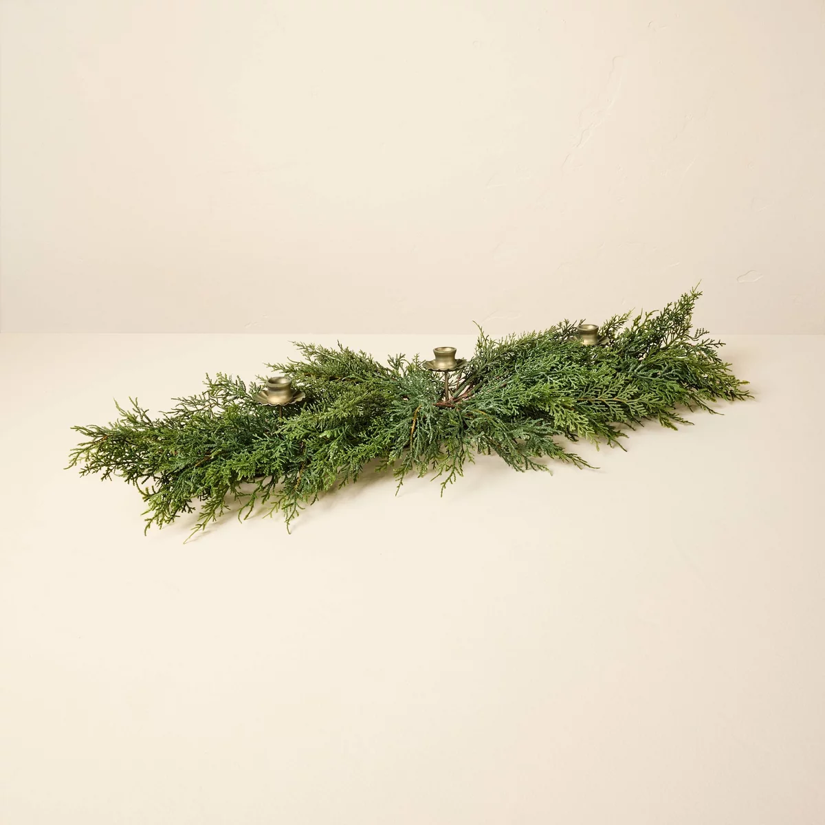 36u0026#34; Greenery Centerpiece With Brass Candle Holder - Hearth U0026#38; Handu0026#8482; With Magnolia