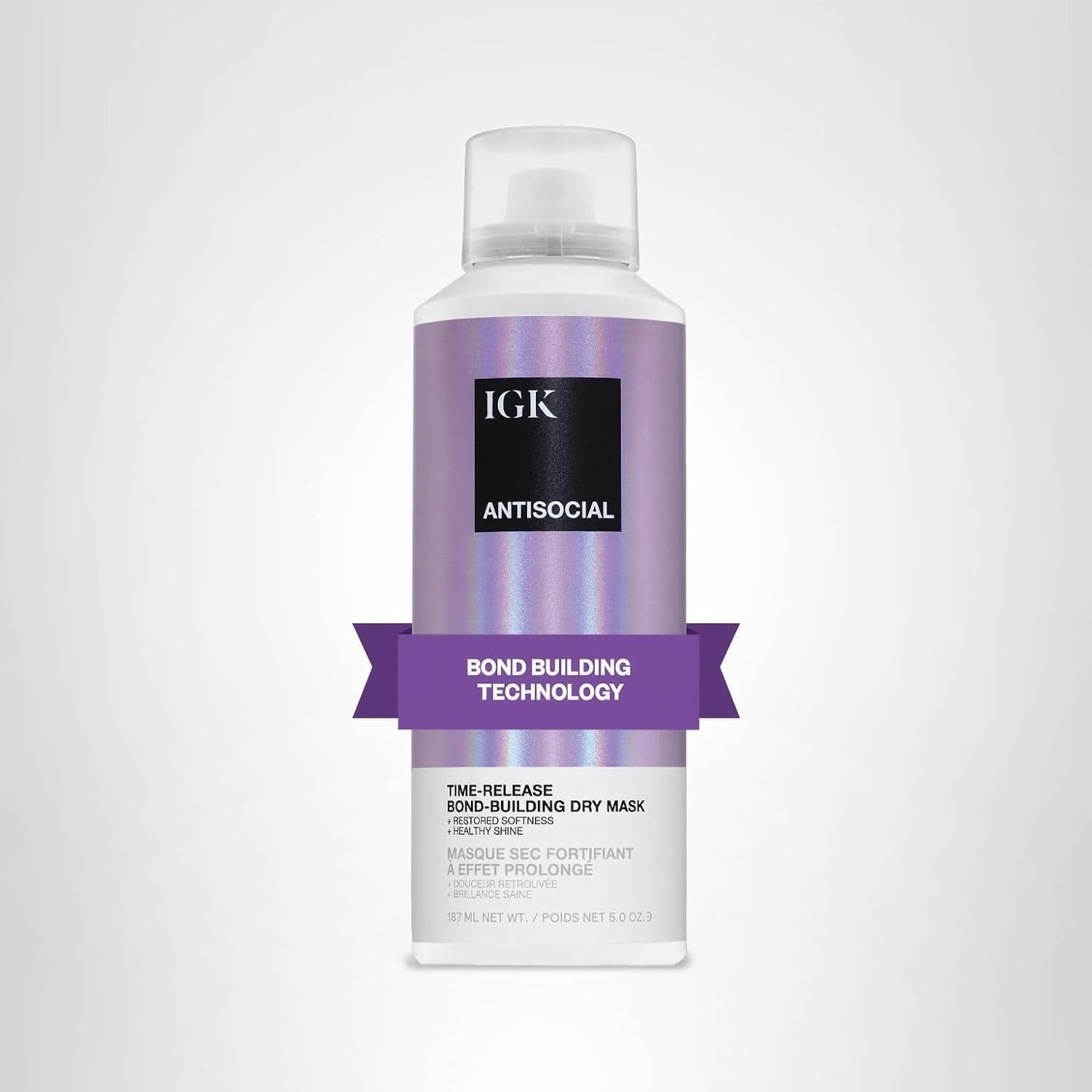 IGK, Igk Antisocial Bond-Building Dry Hair Mask, Overnight Dry Hair Mask for Damaged Hair, Revive Healthy Hair, Hair Treatment, Product for Hair Breakage, Vegan Protein Treatment 5 Oz