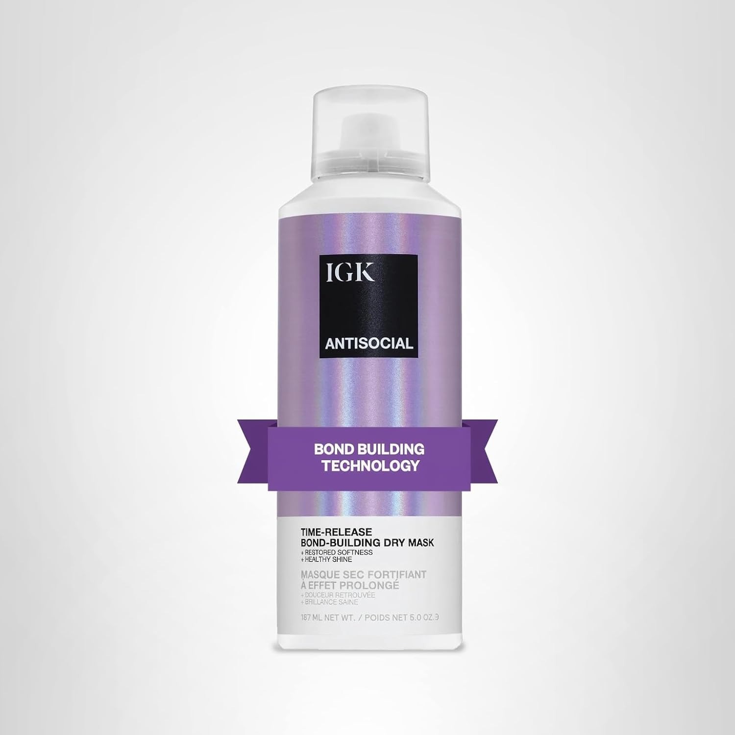 IGK, Igk Antisocial Bond-Building Dry Hair Mask, Overnight Dry Hair Mask for Damaged Hair, Revive Healthy Hair, Hair Treatment, Product for Hair Breakage, Vegan Protein Treatment 5 Oz