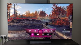 LG C5 with Battlefield V and Game Bar on screen