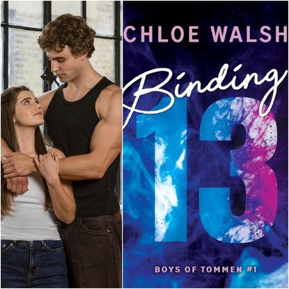 a split image of the stars of boys of tommen and the cover of the first book in the series binding 13