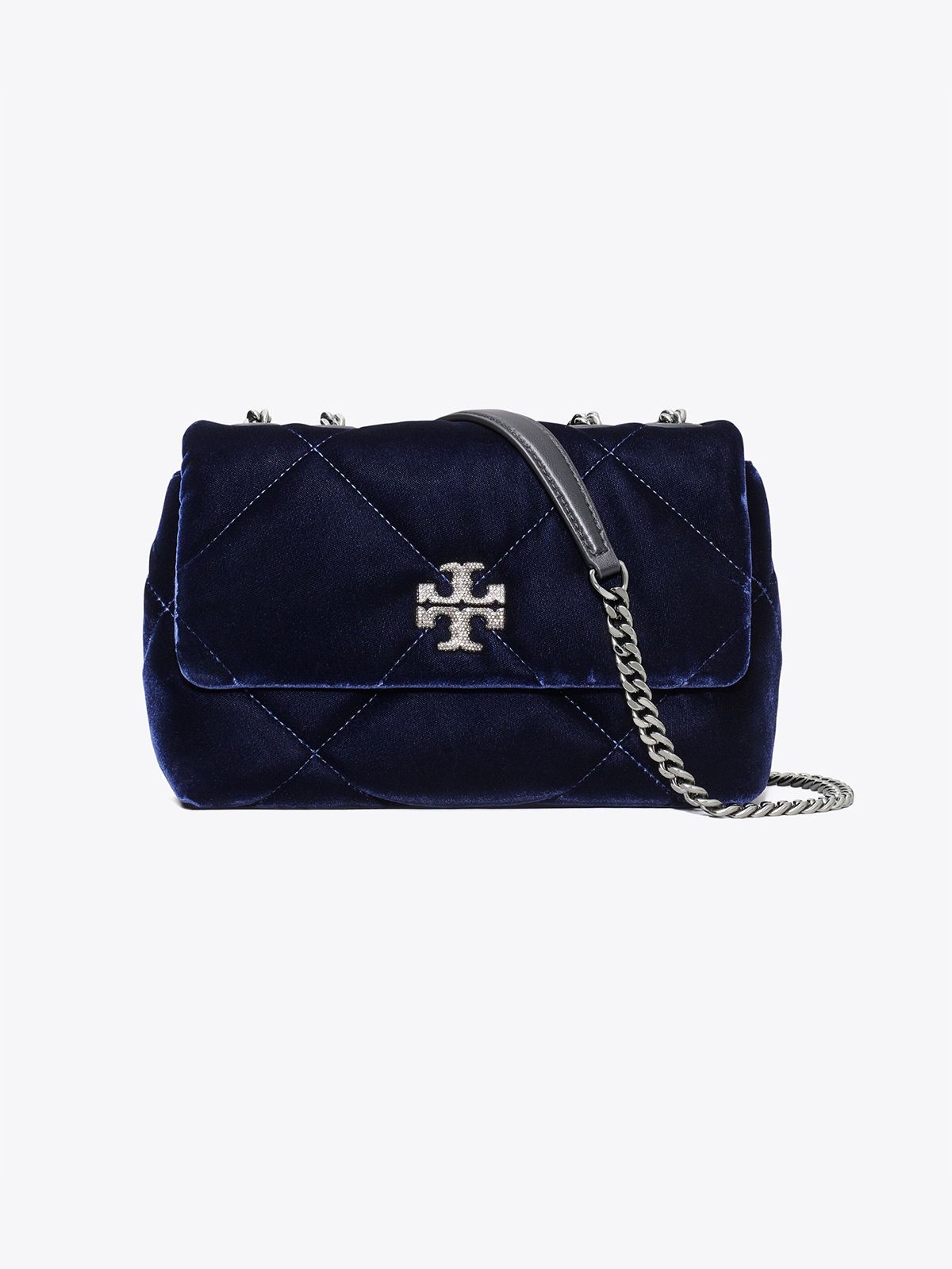 Small Kira Diamond Quilt Velvet Pavé Shoulder Bag, Size Os