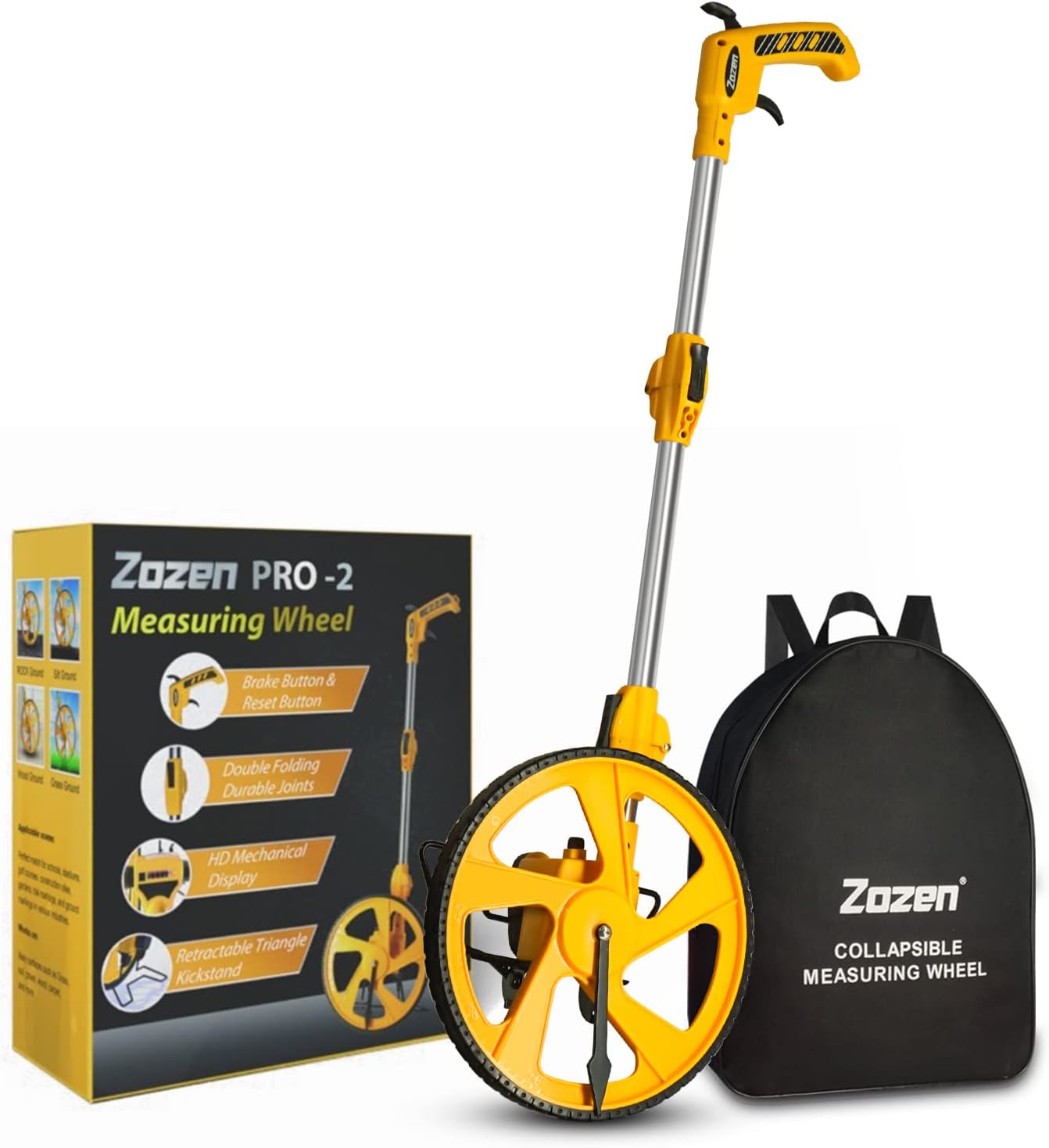 Zozen Measuring Wheel Digital Display High Precision, Premium Measure Wheel With Backlit Display, Multifunction-Metric/imperial/hold/save/memory Etc.