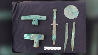 Some of metal grave goods found in the group burial.
