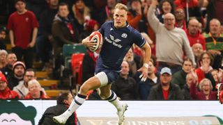  Scotland's Duhan Van Der Merwe scores a second half try ahead of the Scotland vs France Six Nations 2024 round 2 match.