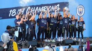 Manchester City Women joined the men's team for their end-of-season trophy parade