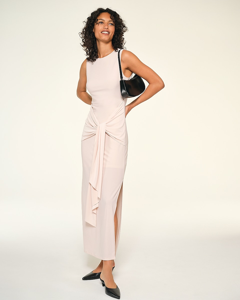 Express, Crew Neck Sleeveless Tie Front Maxi Dress