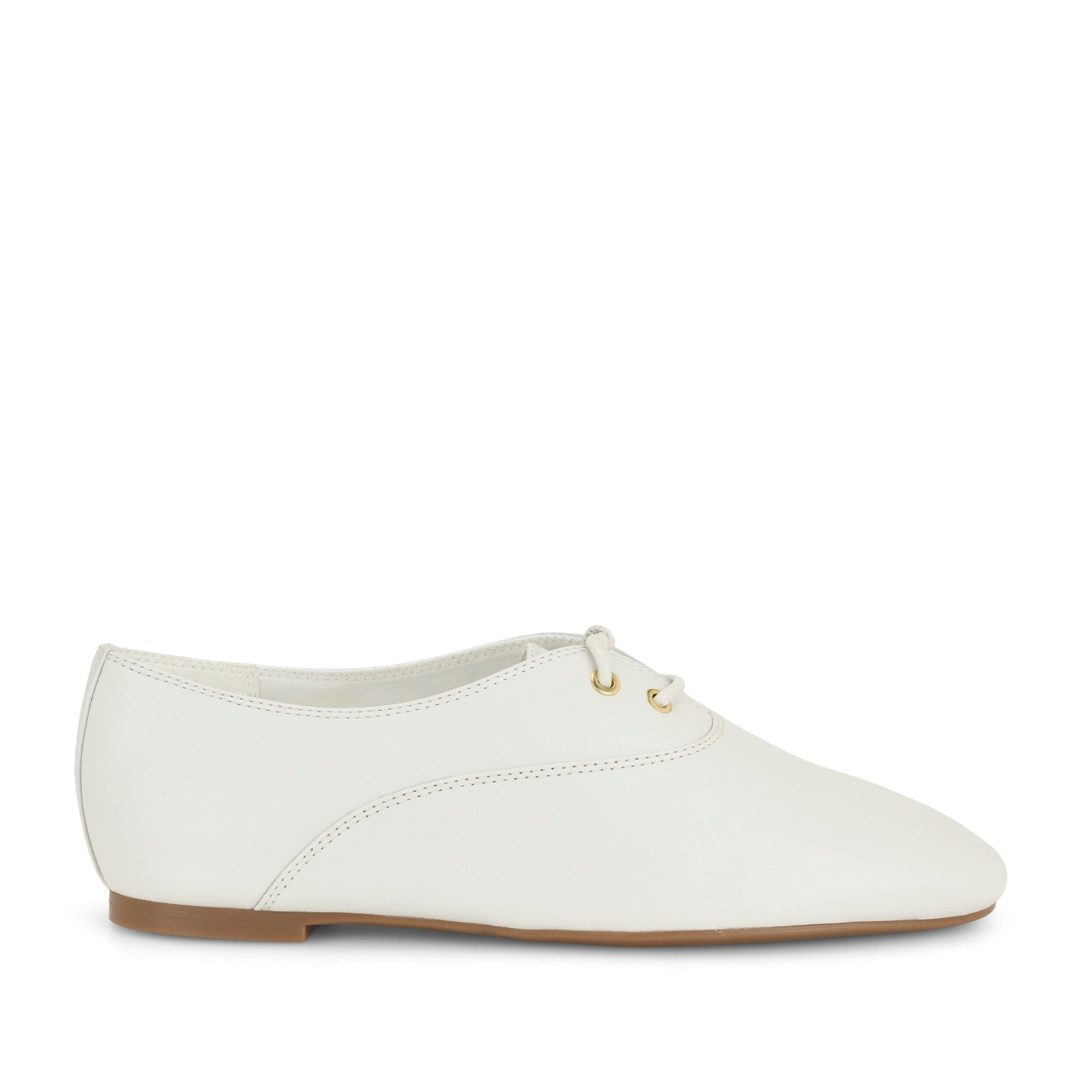 Jazzy Leather Oxford Flats - 5 / M / White Leather