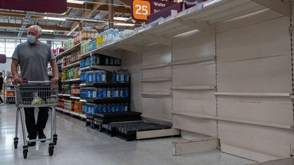 Empty supermarket shelves