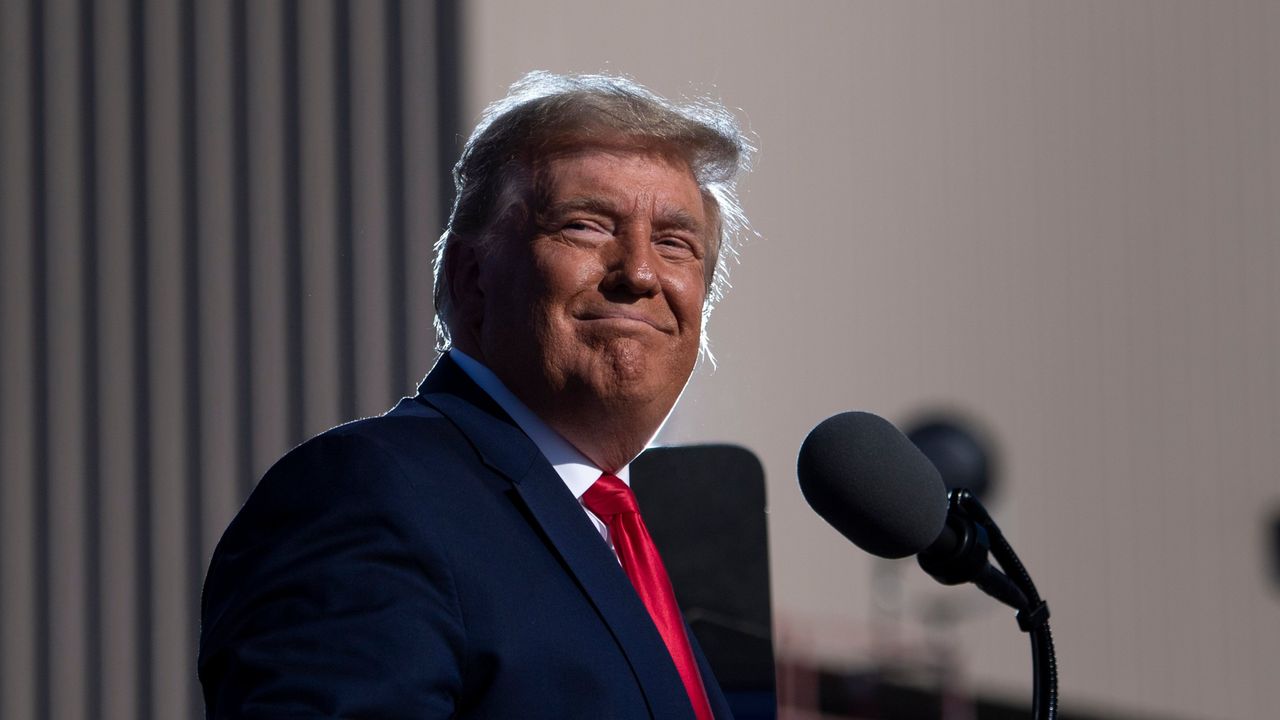 Donald Trump speaks during a Make America Great Again rally at Phoenix Goodyear Airport