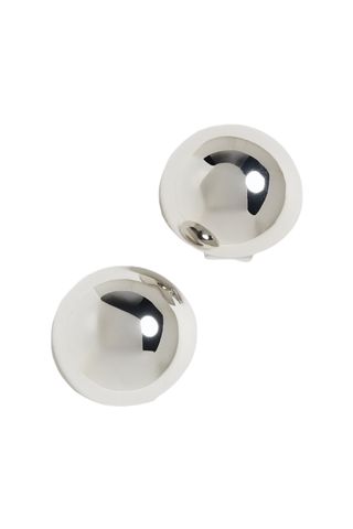 Lele Sadoughi silver Dome Button Earrings on white background