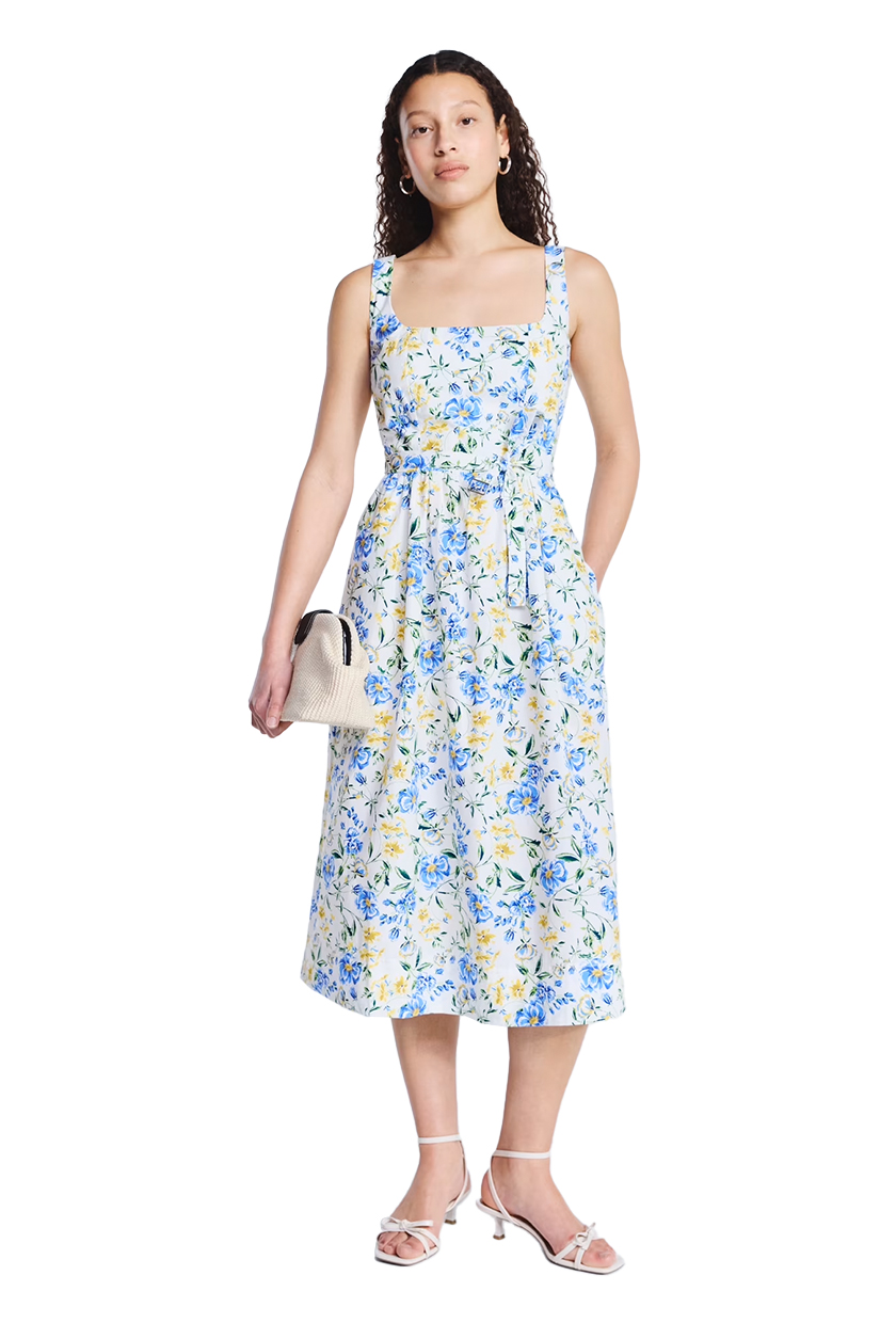 Free Assembly, Sleeveless Cotton Panel Midi Dress