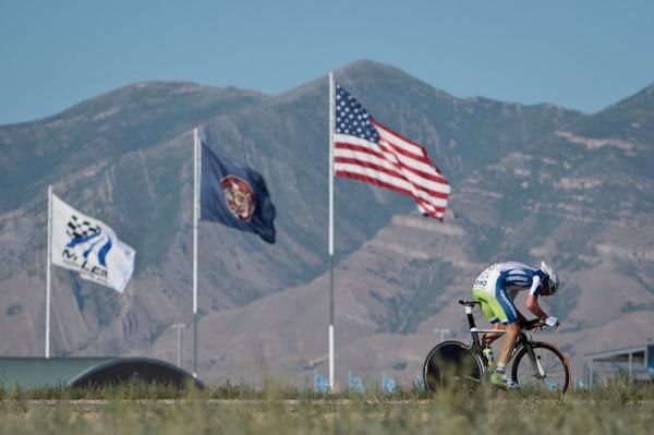 Ted King (Liquigas-Cannondale) making his way around the track.