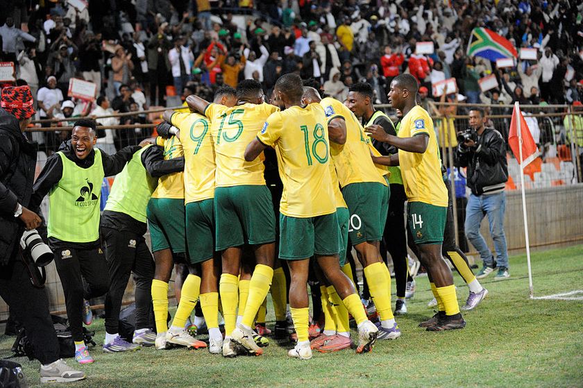 South Africa World Cup 2026 squad: South Africa players celebrate during the 2026 FIFA World Cup qualifier match between South Africa and Nigeria at Toyota Stadium on September 09, 2025 in Bloemfontein, South Africa.