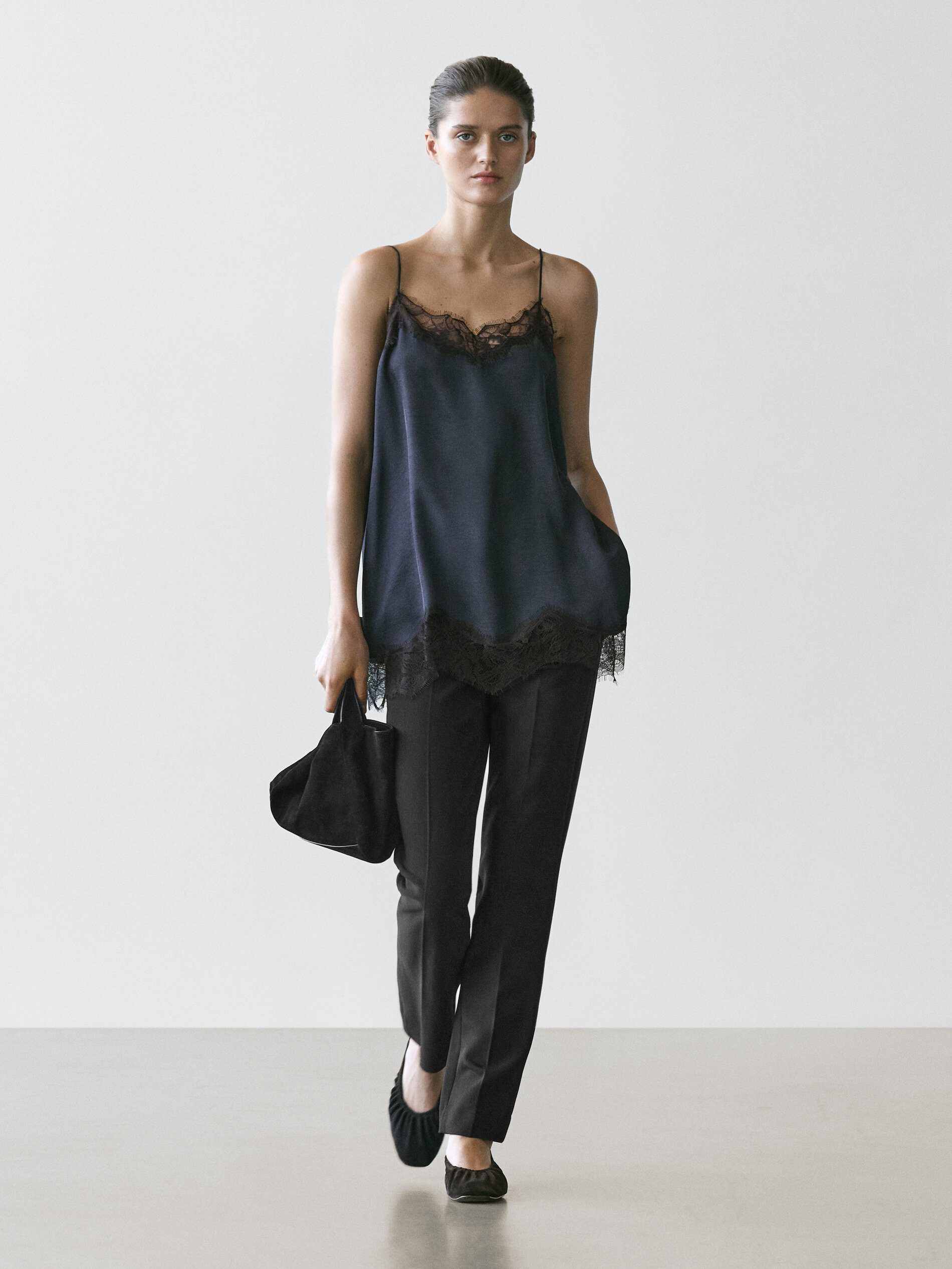 Camisole Top With Contrast Lace Detail