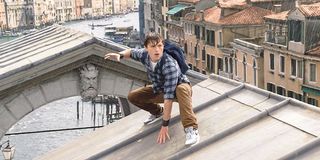Peter in his Spidey pose in Spider-Man: Far From Home