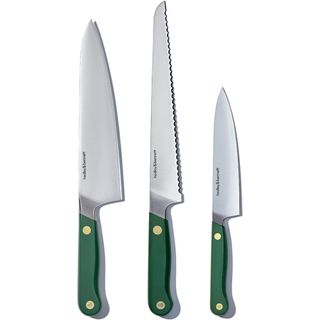 Three green kitchen knives from Hedley & Bennett