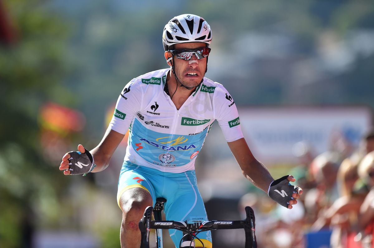 Fabio Aru not celebrating the stage in but rather overall victory on stage 20
