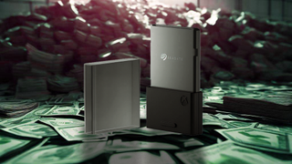 Xbox Series X|S Seagate Expansion Storage with pile of cash