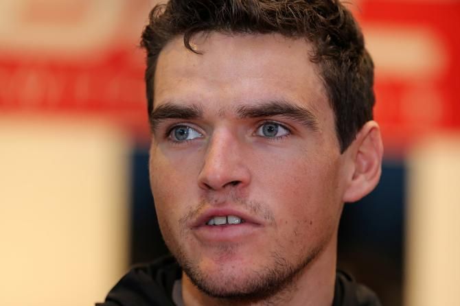 Greg van Avermaet speaks at the BMC team presentation