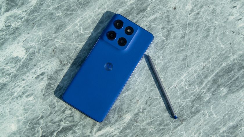 Moto G Stylus 2025 with the pen next to it