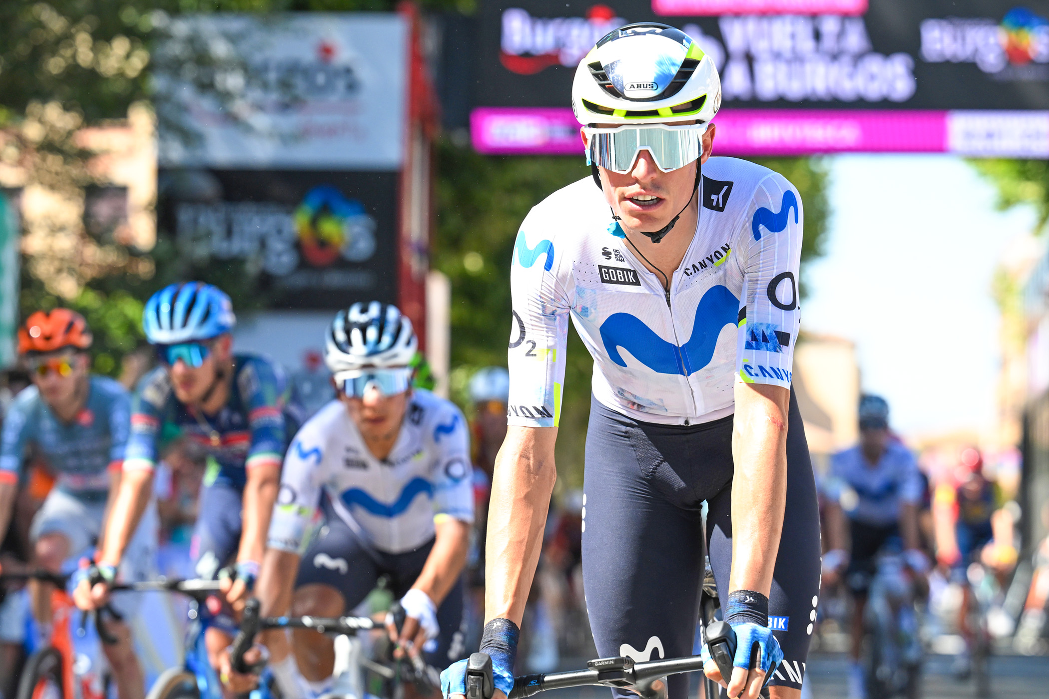 Enric Mas races through the finish line on stage 4 of the Vuelta a Burgos