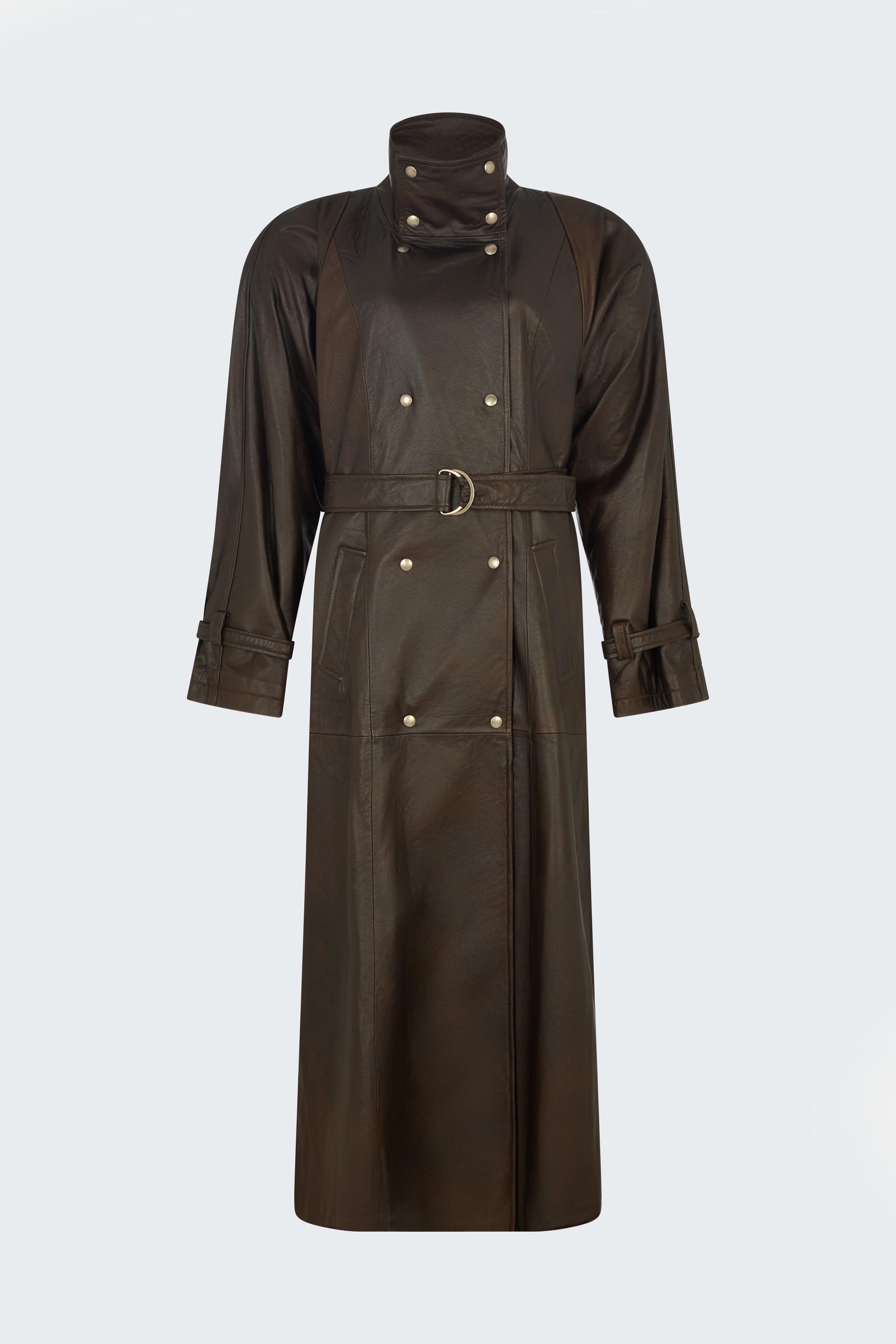 Ivy Leather Trench Coat - Xxs / Chocolate