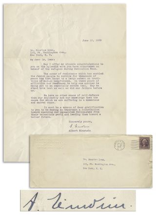 The letter that Einstein wrote to Maurice Lenz about helping Jewish refugees.