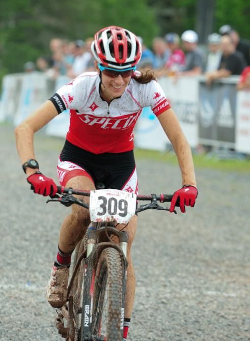Lea Davison (Specialized) taking the win at Windham Mountain