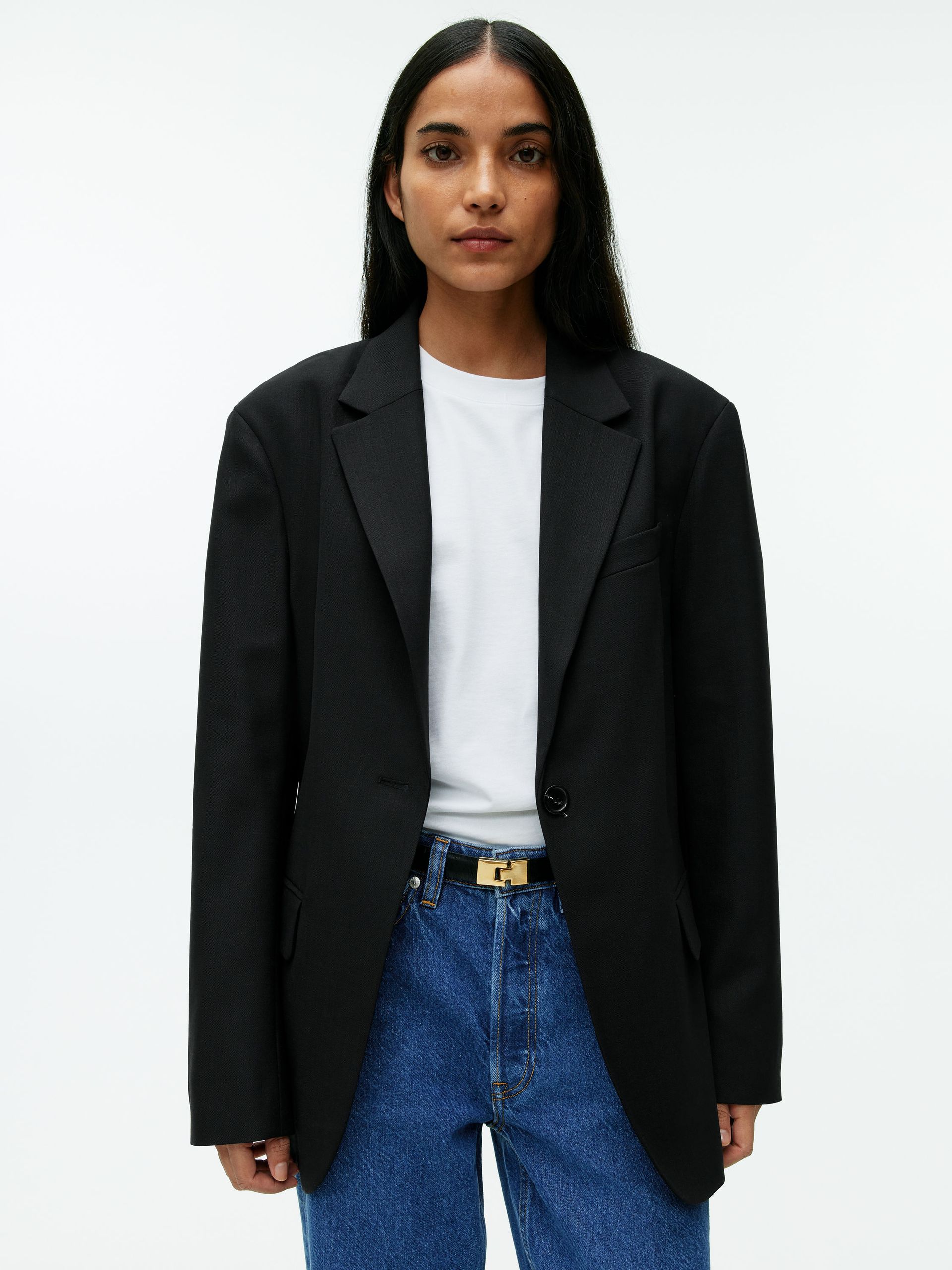 Arket, Oversized Wool Blend Twill Blazer