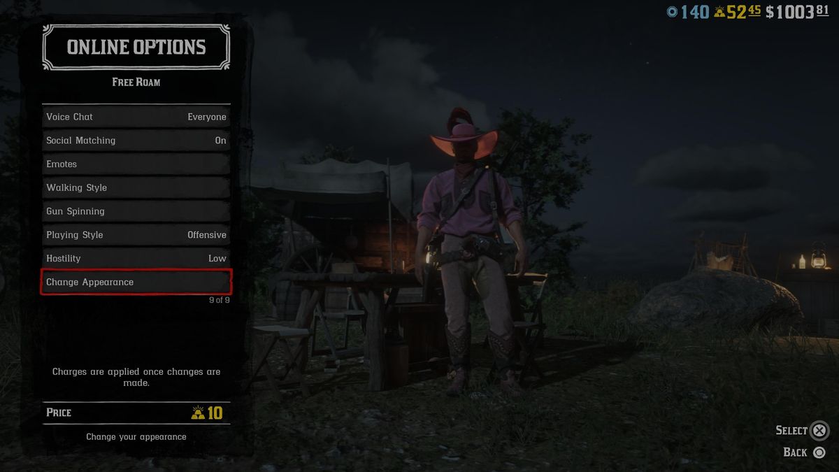 rdr online how to change appearance