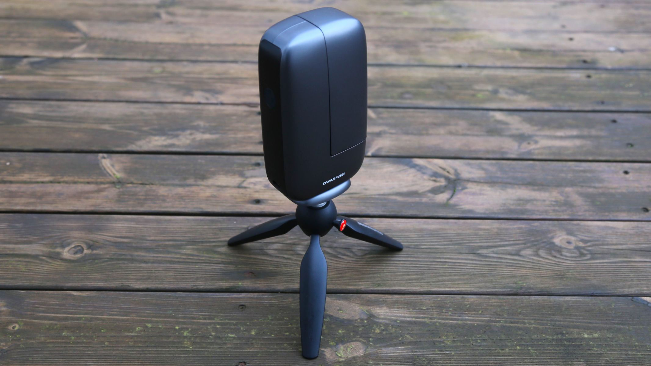 This genuinely pocket-sized smart telescope makes capturing the deep sky and the solar system almost effortless 5 MyCelestialApp A Dwarflab Dwarf Mini on a bench.