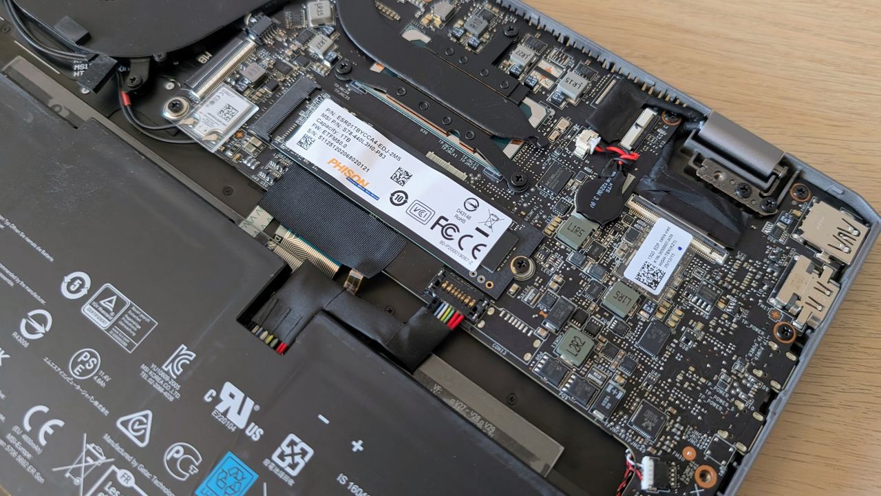 The MSI Prestige 13 AI+ on a desk