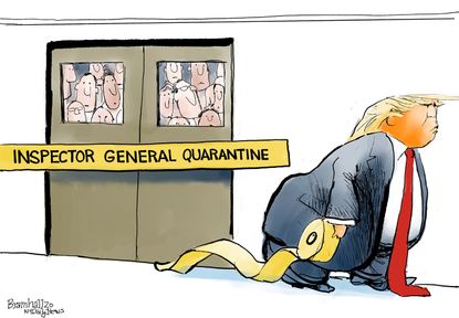 Political Cartoon U.S. Trump fires Inspector General Atkinson quarantine administration