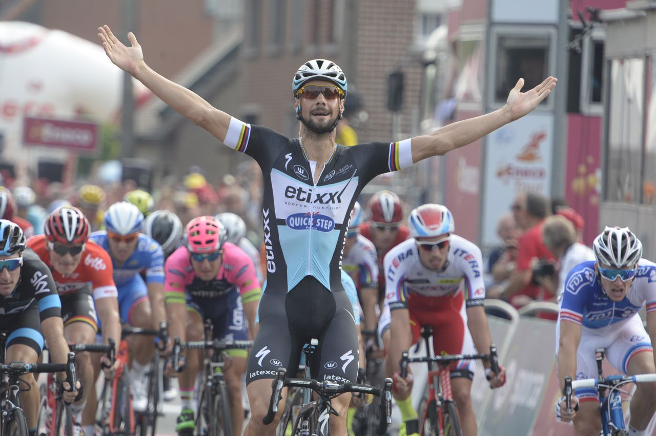 Boonen celebrates his win