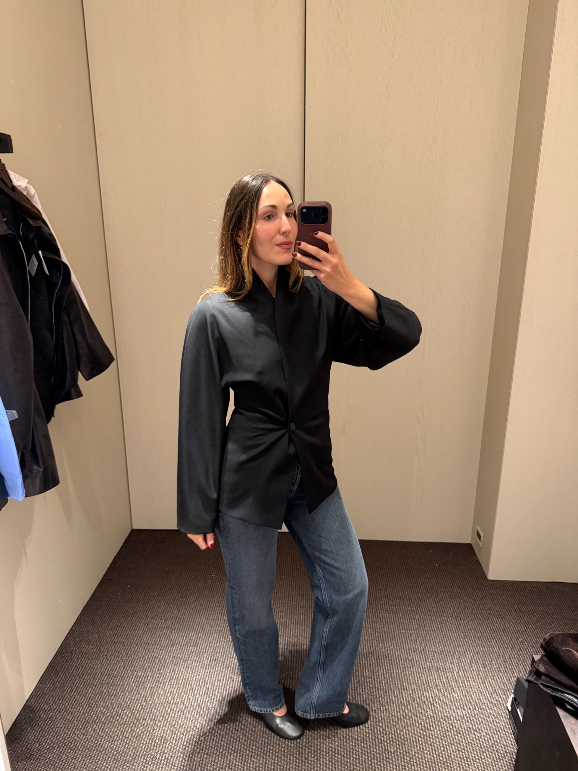 Anna LaPlaca wearing Massimo Dutti clothing at the new NYC flagship store.
