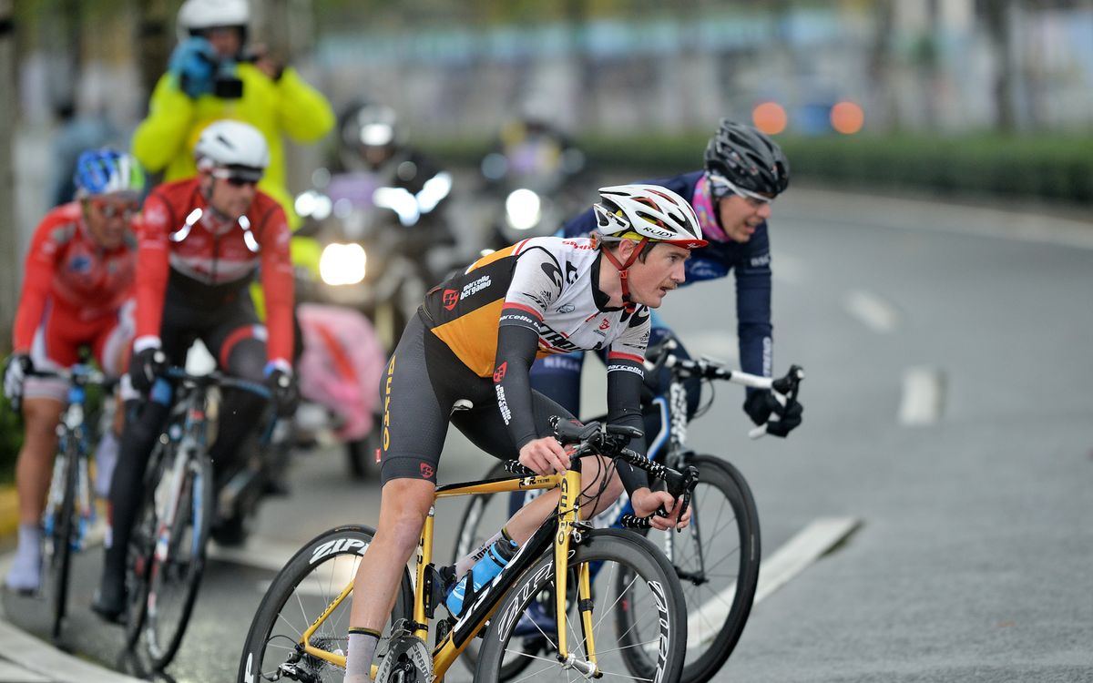 Ben Hill in the breakaway in the second stage of the 2016 Tour of Shanghai