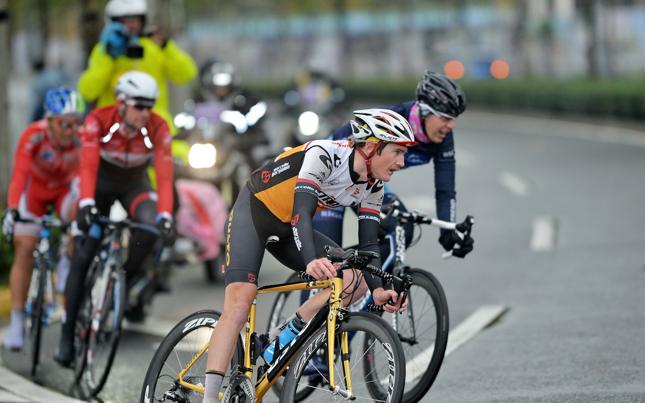 Ben Hill in the breakaway in the second stage of the 2016 Tour of Shanghai