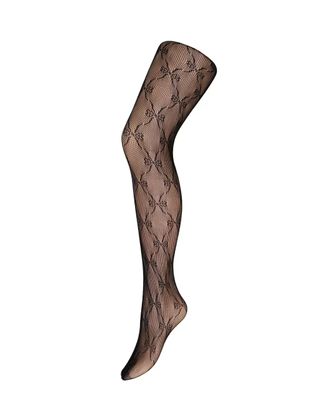 Bow Fishnet Opaque Tights