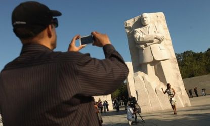 Visitors may have been impressed by the National Mall's new MLK memorial on Monday, but critics argue that it's too small and too white.