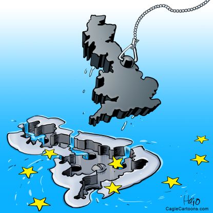 Editorial cartoon World Brexit pulling the plug