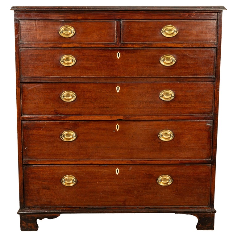 Antique 18th Century Georgian Mahogany Dresser Tall Chest of Six Drawers 1790