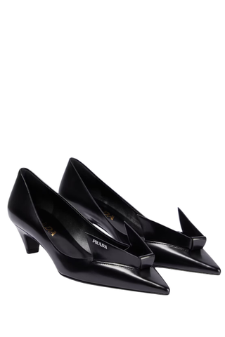 Prada Black leather court shoes 