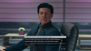 Starfield first contact CEO Oliver Campbell dialogue choices for dealing with Constant ship