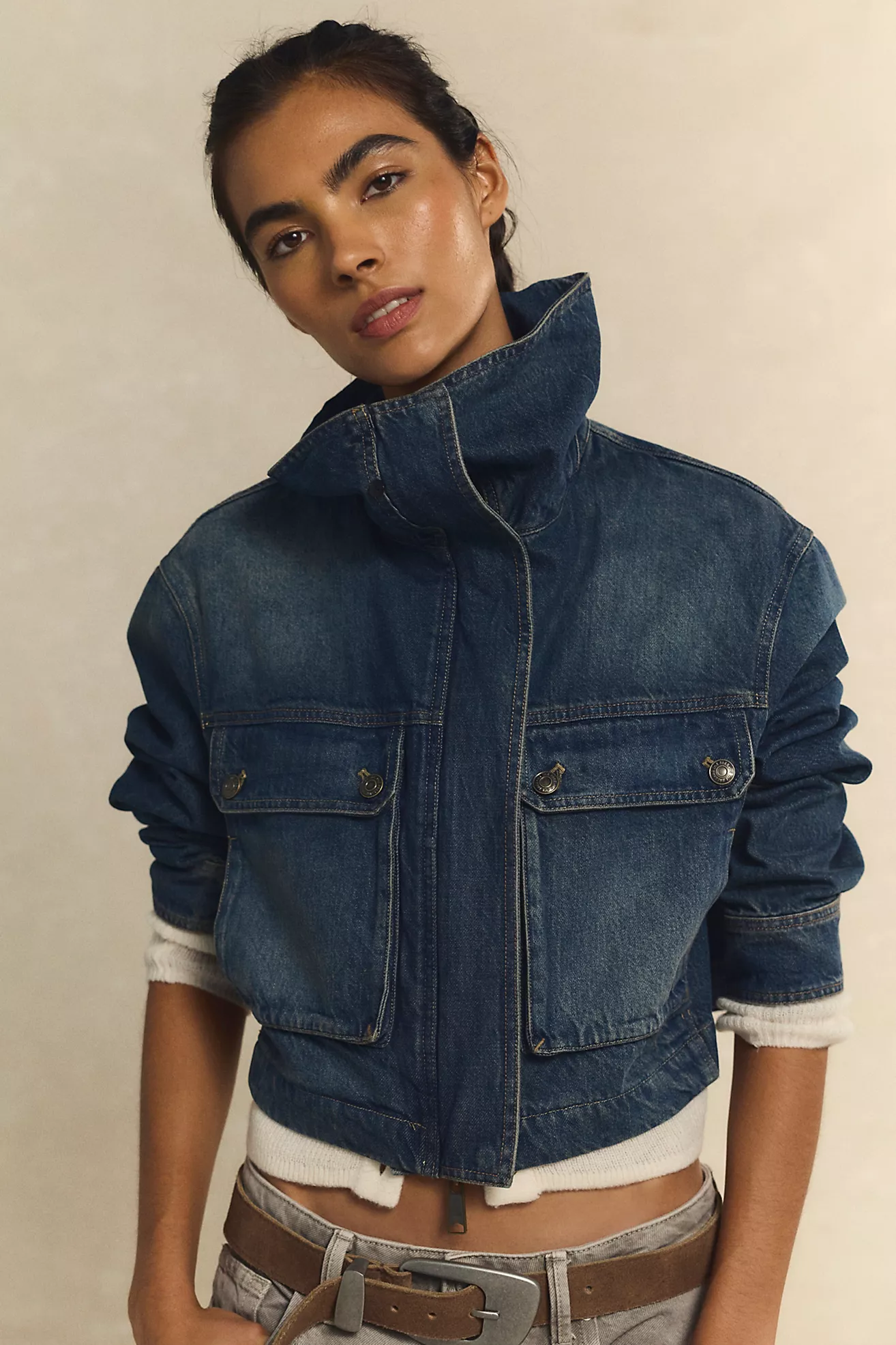 We the Free Heart Land Cozy Denim Cropped Jacket