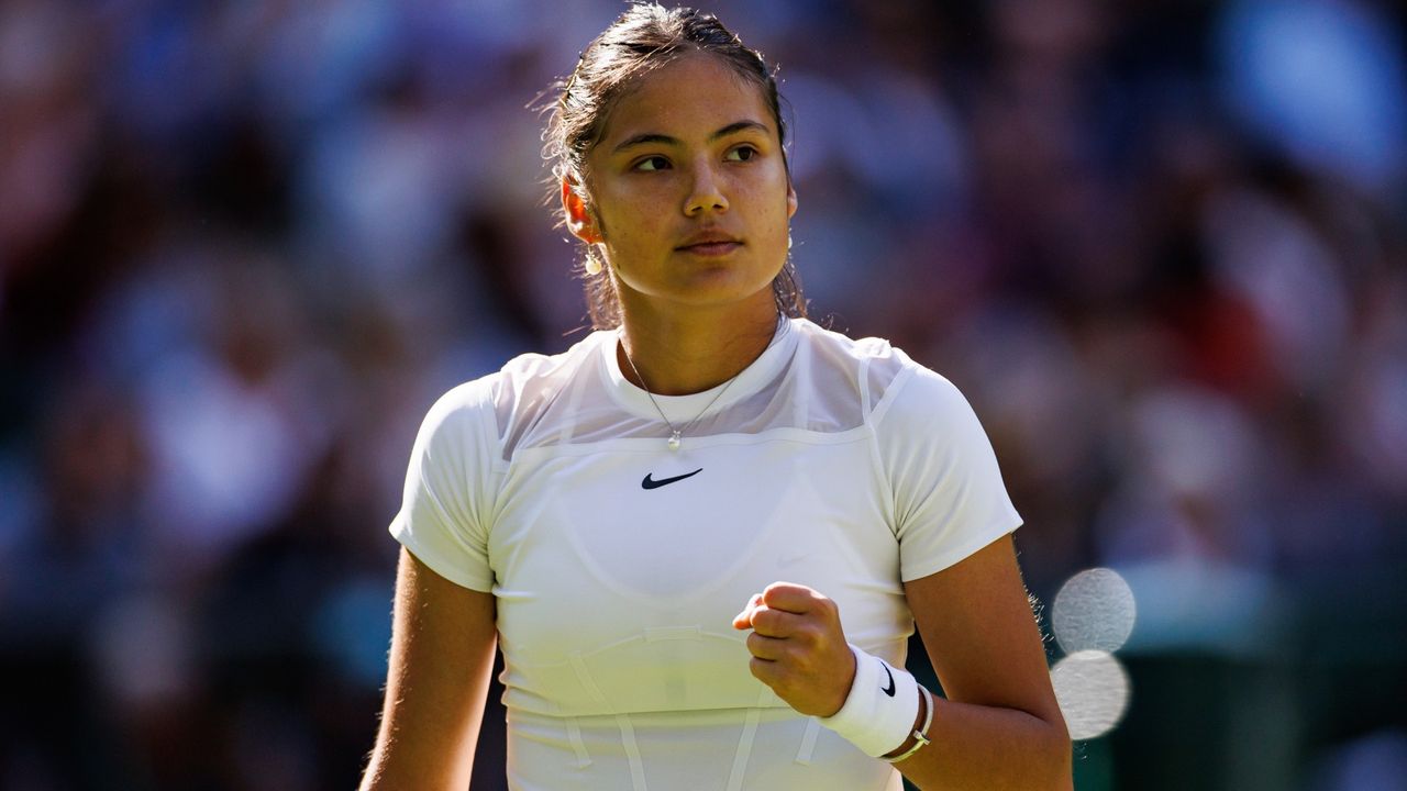 Emma Raducanu&#039;s parents revealed, seen here the star celebrates during Day One of Wimbledon