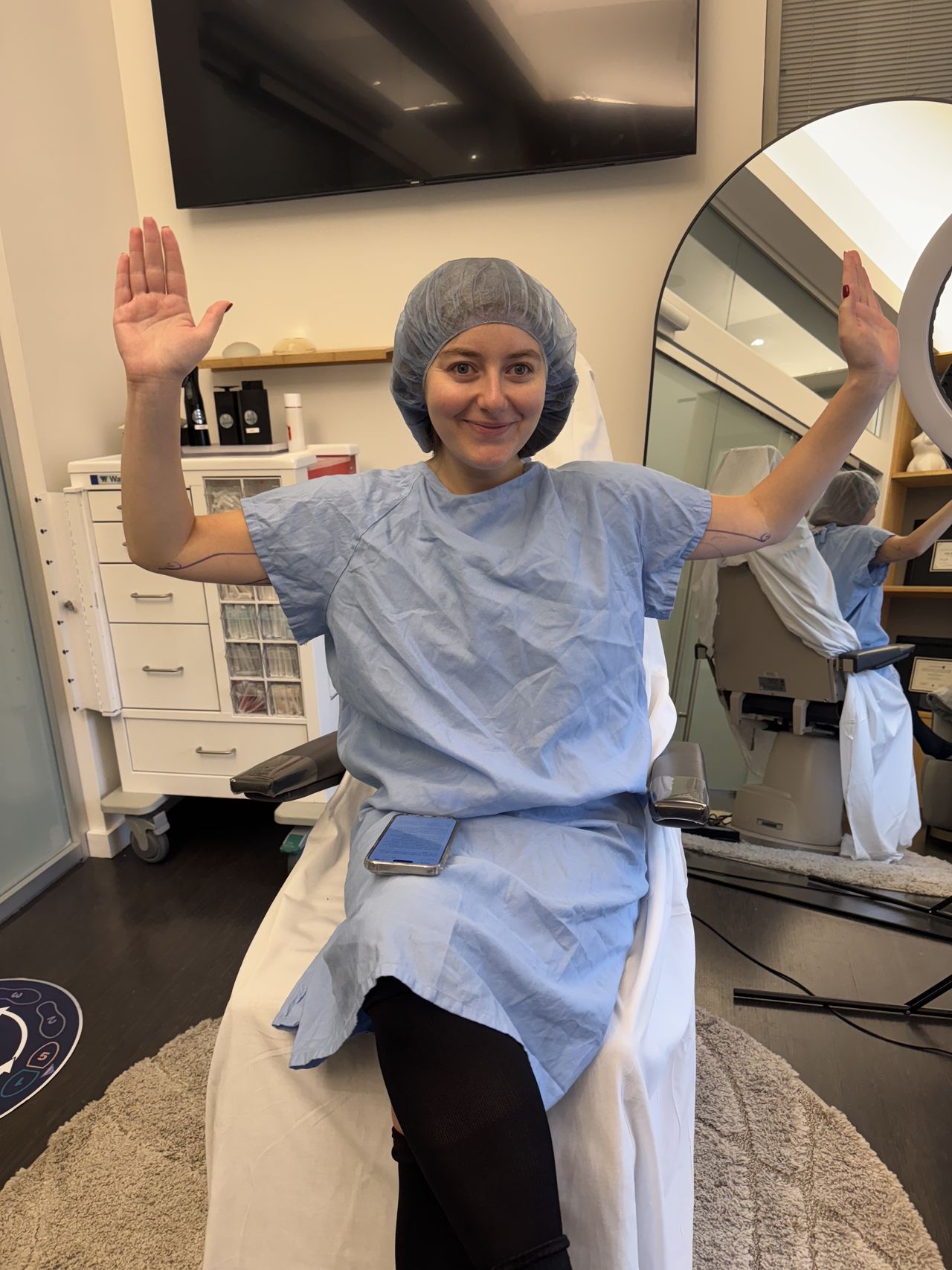 Samantha Holender during arm liposuction pre op