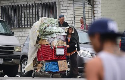 Homeless people in Los Angeles.