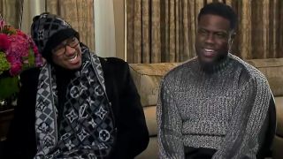 Nick Cannon and Kevin Hart talk about their prank war on Extra.